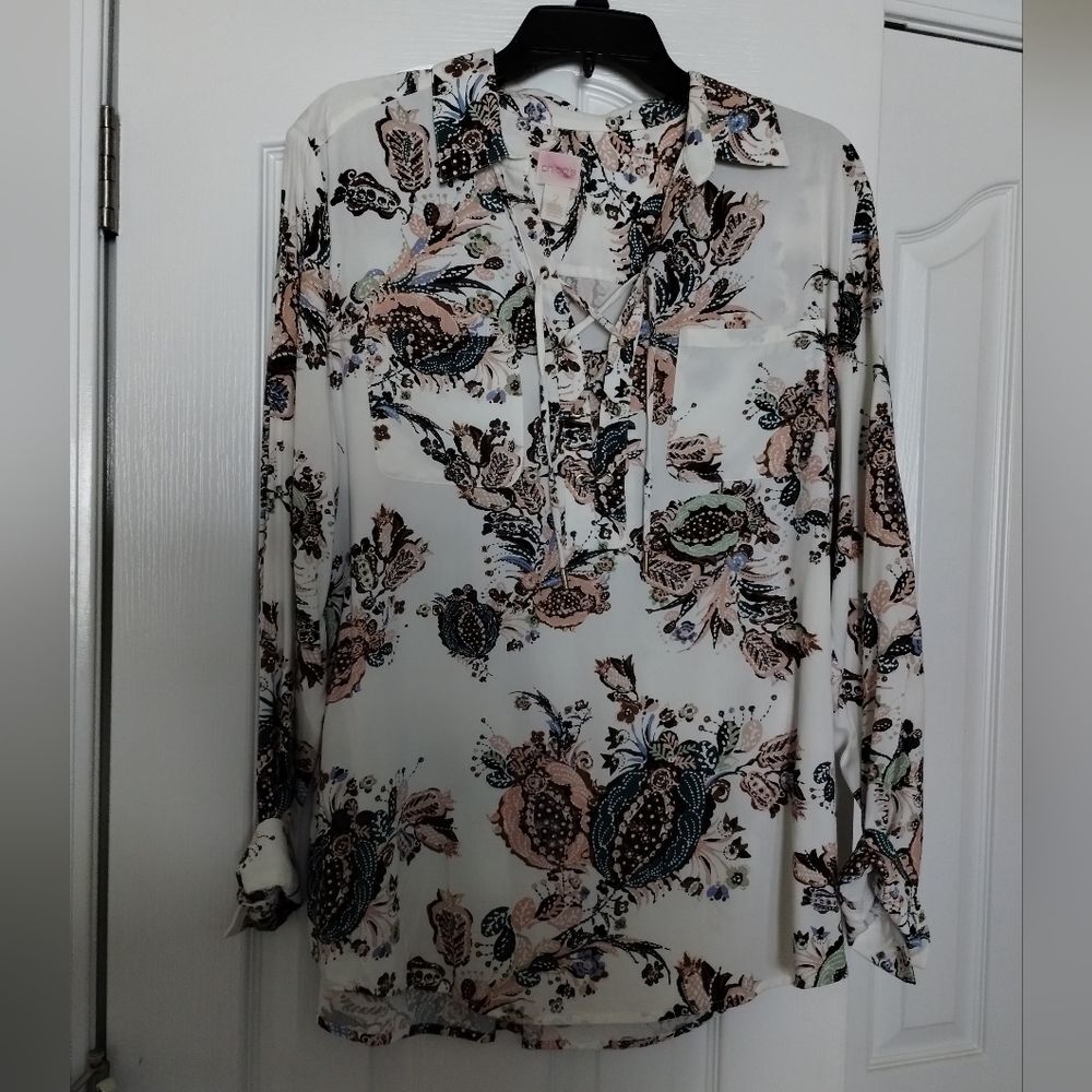 Chico's Multicolor Floral Blouse Size 2 / L